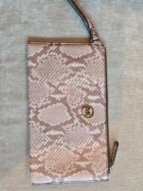 Michael Kors Blush Snake-Print Wristlet Clutch